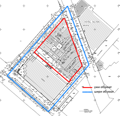 Slika 2 Katastarski plan sa granicom konkursa